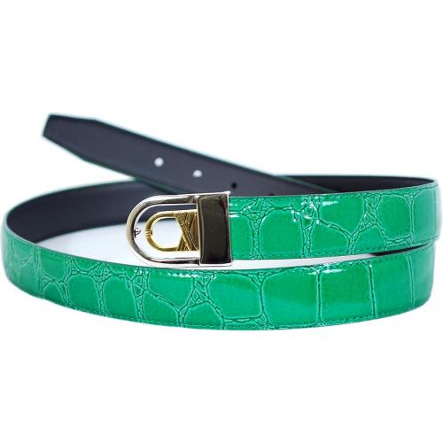 Giorgio Brutini Apple Green Alligator Print Leather Belt